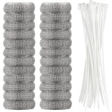 24 Pieces Drain Filter for Washing Machine Stainless Steel Hair Snare Traps with 24 Pcs Cable Ties