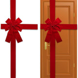 Christmas Door Bow Red Velvet Style with 420x200cm Polyester Straps