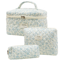 3Pcs Set Travel Makeup Bags Cosmetic Bag Aesthetic Floral Toiletry Organizer Bags Style 2
