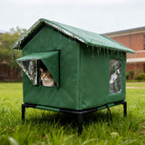 Cat House for Outside Winter Insulated Cat Shelter for Small to Medium Cats Green