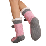 Non Slip Cabin Soft Fleece Socks For Womens Winter Warm Thick Thermal Cozy Plush Pink