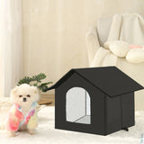 All-Season Outdoor Cat House Self-Warming Shelter for Cats and Small Pets Black