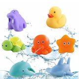 Color Changing Baby Bath Toys Bathtub Toys with Fishing Net Floating Squirting Toys Style 2