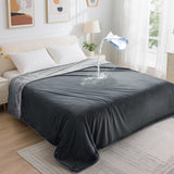 Water-Resistant Blanket Reversible Soft Flannel Blanket for Bed Sofa Camping Dark Gray and Light Gray