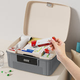 4-Digit Combination Lock Box Lockable Safe Storage Case Gray