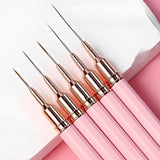5PCS Nail Art Liner Brushes Set for Thin Lines & Fine Details Pink