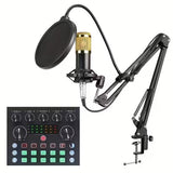 Recording Condenser Mic Kit with Sound Card for Streaming Gold