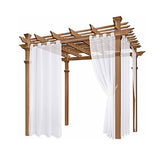 Pair of White Sheer Outdoor Curtains 2 Panels Water Resistant Gazebo Curtains for Patio Pergola Porch