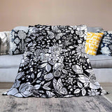 DIY Coloring Blanket Washable Color-In Throw Blanket for Sofa Travel Flowers and Butterfly