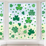 8 Sheets of Static Cling Green Stickers for St Patricks Day Decor Shamrock Window Stickers