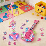 2 in 1 Guitar Microphone Toy with Color Lights for Ages 4 Plus Pink
