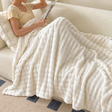 Soft Fleece Bubble Blanket for Sofa Bed Home Decor Milkshake White