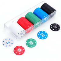 100Pcs Poker Chips Set with Storage Box – Durable Plastic Chips for Home Poker Nights