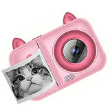 1080P Instant Print Digital Camera with 1 Roll Printing Paper Pink