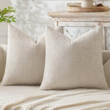 2 Pack Chenille Knit Throw Pillow Covers for Couch Sofa Bed Beige