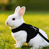 Rabbit Vest Harness Leash Lead Small Animal Pet Mesh Hamster Bunny Traction Rope Black