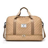 Large Capacity Travel Duffel Bag Versatile Shoulder Crossbody Weekender Bag with Shoe Compartment Khaki