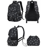 3 PCS Girls School Backpack Set with Lunch Bag Pencil Case Black