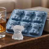 2 PCS 6 Cavity Silicone Highland Cow Ice Cube Molds Blue