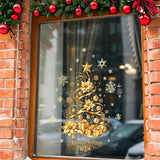 2 PCS Removable Gold Christmas Tree Static Cling Window Decals