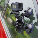 Triple Suction Cup Mount for GoPro and Action Cameras  Adjustable Camera Mount with Ball Head