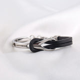 Stainless Steel Mens Bracelet PU Leather Infinite Knot Geometric