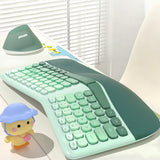 Wireless Keyboard and Mouse Combo 2.4G Full Size Wave Keys  for Windows Desktop Green Gradient
