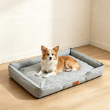 Square Cat Dog Pet Bed Oxford Fabric Raised Edge for Sofa Use Gray