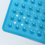 Large Non-Slip Shower Mat with Drain Holes Square Bath Mat Blue