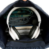 Sports Drawstring Backpack with 2 Pockets Large-Capacity Basketball Bag Dark Blue