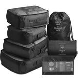 7 Pcs Set Travel Packing Organizers for Space Saving Packing Cubes Luggage Organizers Travel Accessories Black