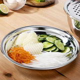 3Pcs Multifunctional Stainless Steel Basin 3 in 1 Stainless Steel Basin Strainer Set for Rinsing Draining Mixing