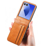 PU Wallet Card Holder Case Compatible With Samsung Galaxy Z Flip 6 7 8 with Stand Brown