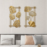 4Pcs 3D Metal Leaves Wall Art Decor Modern Hanging Wall Decoration for Home Hotel Office Gold
