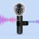 2-in-1 Wireless Lavalier Microphone Video Audio Recording Mic for Live Vlog Recording