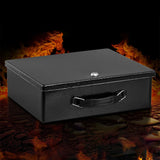 Fireproof Document Box with Key Lock Secure Lock Boxes for Documents Jewelry Cash Black