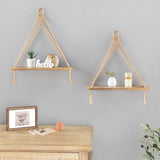 2PCS 42x14cm Boho Macrame Wall Shelf Hanging Rope Display with Tassels