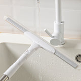 81-130cm Adjustable Telescopic Floor Squeegee 180 Degrees Swivel Water Broom for Bathroom Garage Window Cleaning White