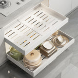 Expandable Pull Out Cabinet Organizer Sliding Drawers for Kitchen Bathroom Cabinet White