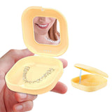 Retainer Case with Mirror and Removal Tool for Mouth Guard Storage Yellow