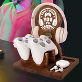 Solid Wood Multifunction Headphone Stand for Gamers