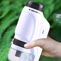 60x-180x Magnifying Pocket Microscope with Stand for Kids Portable Handheld Educational Microscope