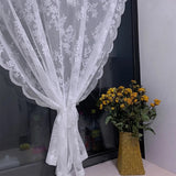 Vintage Lace Sheer Curtains with Flower & Branch Design Voile Curtains for Living Room & Garden