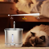 2L Cat Water Fountain Stainless Steel Tray Wireless Pump Cat Fountain for Dogs Cats