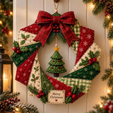 Christmas Quilted Wreath DIY Sewing Kit with Precut Fabric for Door Decor Style 1