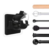10 Pcs Self Adhesive No Drill Adjustable Curtain Rod Holder Hooks Brackets For Smooth Surface Black