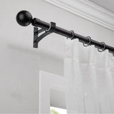 2PCS Metal Support Curtain Rod Pole Wall Bracket Holder Hook Rack Black