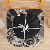 4PCS Stretch Chair Seat Covers Printed Washable Seat Cushion Slipcovers for Dining Chairs Style 2