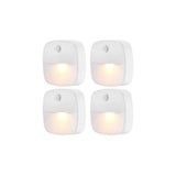 4Pcs Self-Adhesive LED Motion Sensor Night Light Battery Operated Wireless Wall Light for Closet Stair