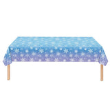 3Pcs Snowflake Tablecloth Blue & Purple Disposable Winter Table Cover for Xmas